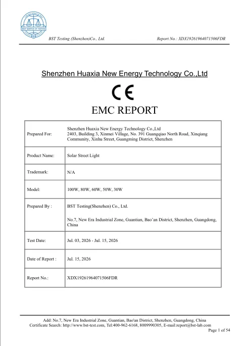 Solar Street Light Ce Report